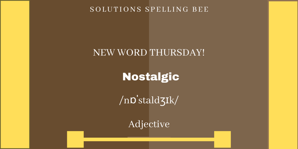 SolutionsBee's tweet photo. Nostalgic - longing for something one has known in the past.

/nɒˈstaldʒɪk/

Adjective

I am very nostalgic as I can’t travel home because of corona virus.

#Newword #Nostalgic #nostalgia #Spellingbee #Solutionsbee https://t.co/sEAFmTyBOL