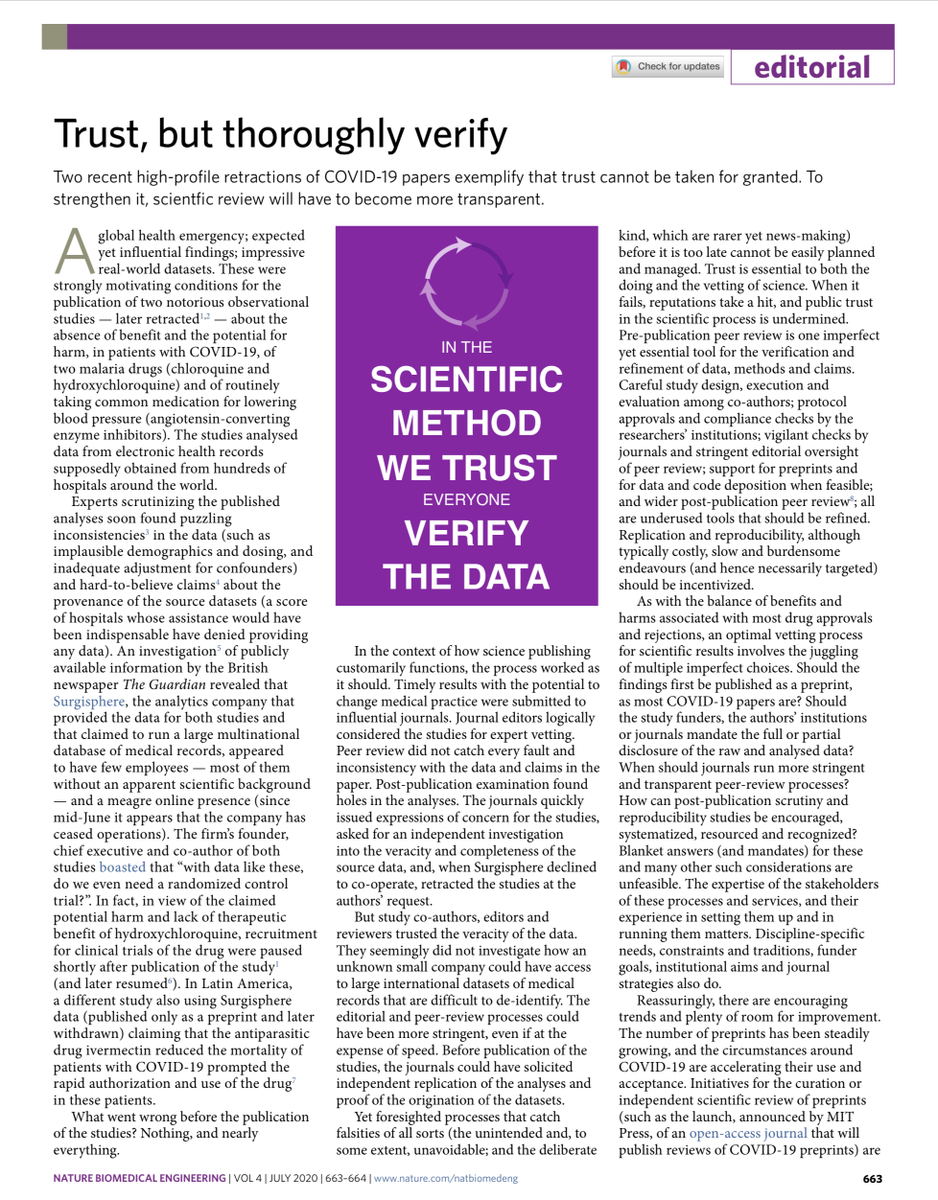 Nature Biomedical Engineering on Twitter: "Two recent high-profile retractions of COVID-19 papers exemplify that be taken for granted. To strengthen it, scientfic review will have to become transparent. https://t.co/w4Il0xxGlv…