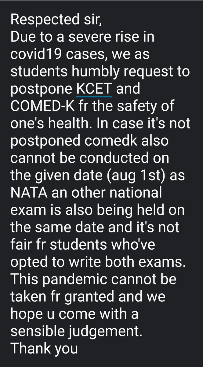 Vishnukb8055's tweet photo. @drashwathcn
@nimmasuresh
#postponekcet
#postponecomedk
#postponenata
Please try to send as many as emails possible to keauthority-ka@nic.in
regarding the postponement of kcet and comed-k. There's a possibility it might be considered.
(keauthority-ka@nic.in) https://t.co/NsNPRvfdWF