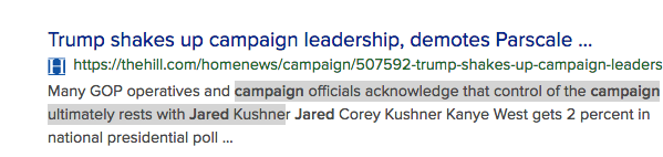 We all know that Jared is so sensitive to the appearance of conflict of interest concerns. Pay no heed to the fact that won't give up his job as head of Trump's re-election campaign while operating within the White House. That's not a conflict of interest, it's illegal.