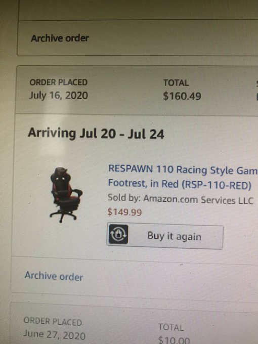 Just ordered my RESPAWN chair off of amazon so i can come with all of my stuff #RESPAWNRecruits @RESPAWNProducts<a href="/tag/respawnrecruits"class="tags"><span>#respawnrecruits</span></a>