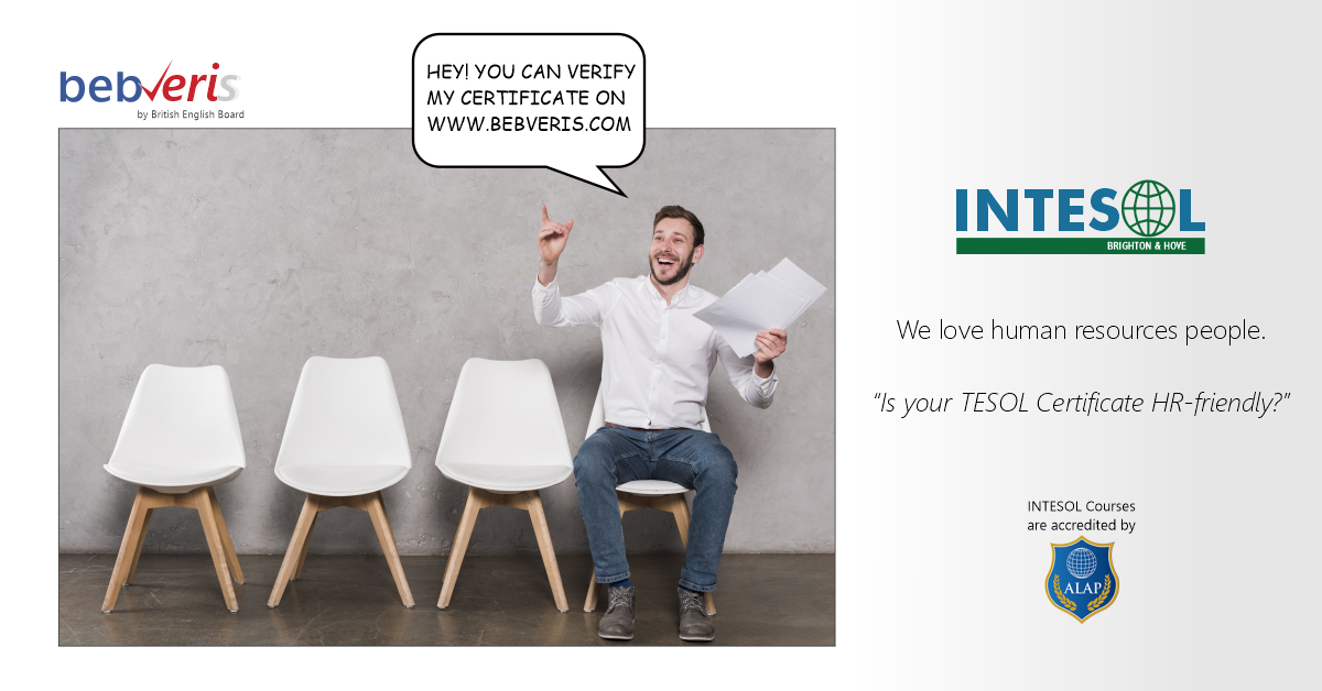 IntesolBrighton's tweet photo. Our TESOL certificates are HR-friendly. Can be easily verified on https://t.co/WD74KBfHWy - we love HR people ;) Make your "teaching English" dream come true with INTESOL Brighton.  Not only become a teacher but also a member of the team @BebbingGlobal #tesolcertificate #tesol https://t.co/Ce2xr8HcEa