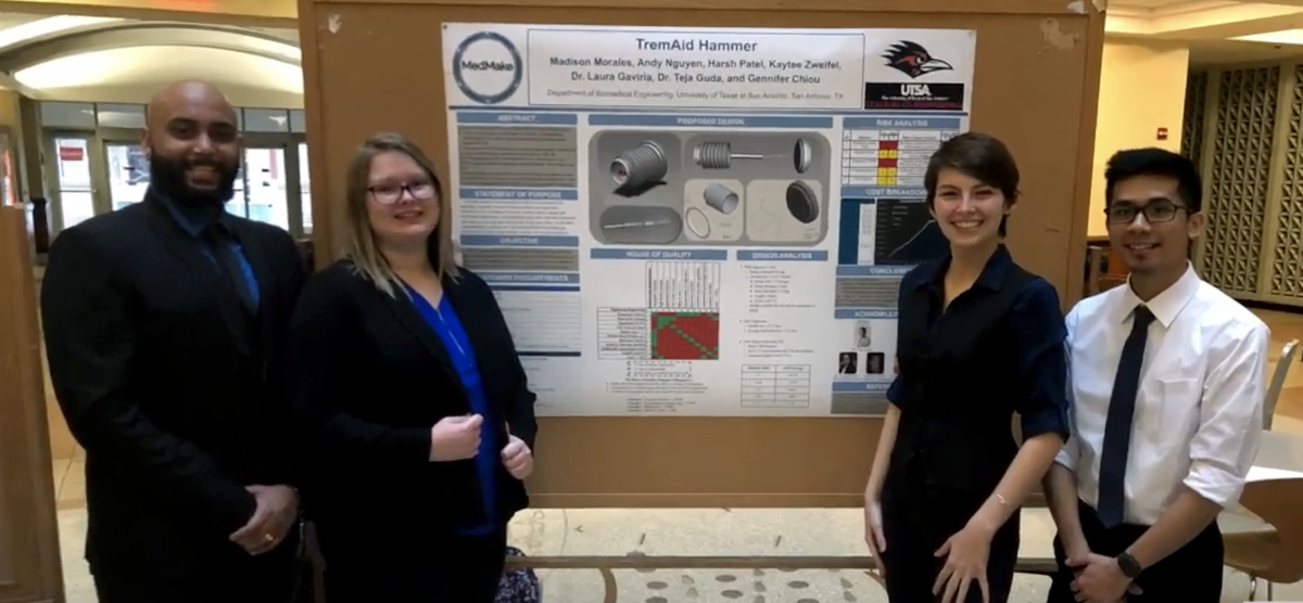 QLPlus's tweet image. QL+ students from the@UTSA worked on the Tools for Tremors Challenge.  The goal of this project was to create a device that will allow a veteran with Essential Tremor ("ET), specifically intention tremor, to use a hammer.  @EngineeringUTSA  #UTSA #QLPlus

ow.ly/kttz50AyW1J