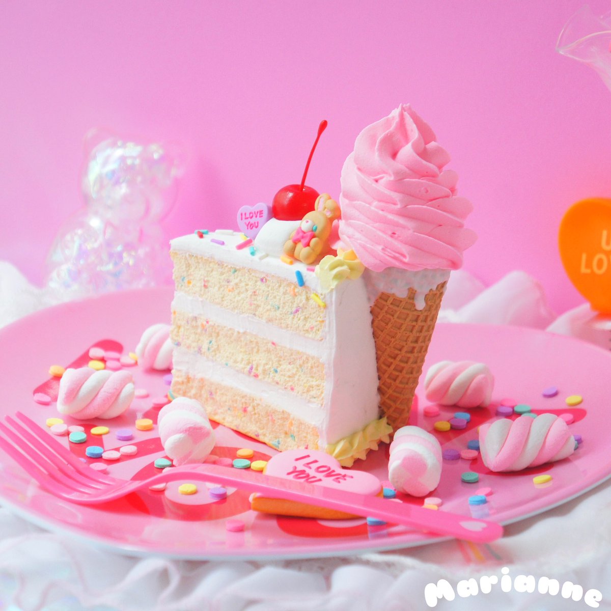 🍰🍦🌈💕 アイスクリームケーキ🍰🍦💖 リアルサイズです😋🍴 カラー