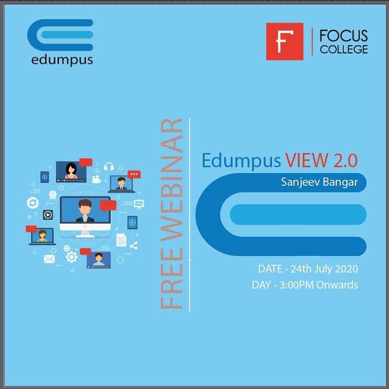 Edumpus's tweet photo. Edumpus View 2.0 amazing webinar is going to held on 24 July, 2020 at 3.00 P.M
Checkout the complete details at Edumpus Portal.
Check at
https://t.co/pTMxjlIabf

#edumpus #edumpussocialplatform #globaluniversity #university #canada #focuscollege #studyabroad #studyvisa #education https://t.co/cHGJAfipvN