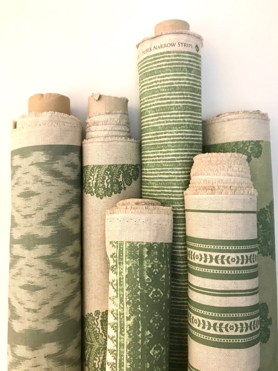 Some fabric from our collection in green! To celebrate the lushness outside my window:) 

#greenfabric #natureisthebestdesigner #printedlinen #paintedingreen #lime #moss #colourgreen
