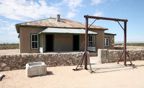 There are two other large objects inside the immediate blast zone. The first is the MacDonald ranch house – a squat adobe that was surrendered to the military by the family. The bomb was assembled here in the master bedroom by on 13 July.(The current structure is a replica.)