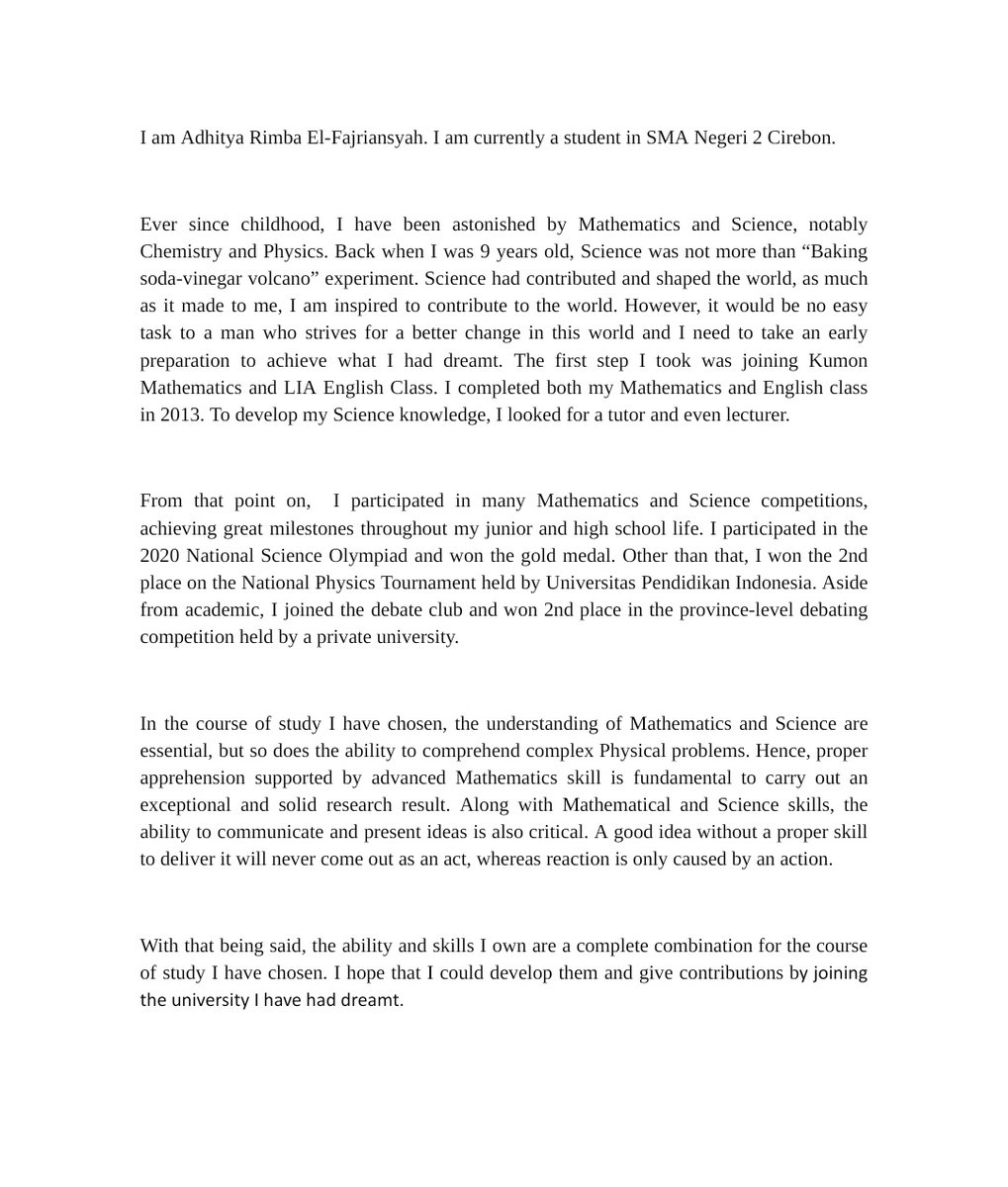 xaocnni's tweet photo. mau ikutan sharing essay yang ku bikin waktu apply ke nus, kak. dulu masi target sekarang tinggal mimpi 😄 https://t.co/VTTcv5XF0m