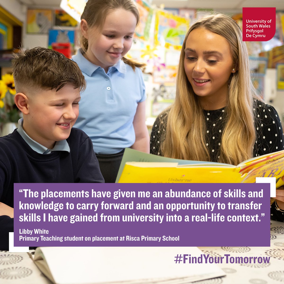 DavidgeSmithL's tweet photo. Here are some of our third year students talking about their experiences on @BAPrimaryUSW! 

We offer both English and Welsh medium courses - to find out more go to https://t.co/YZnTpJLr65

Start your future today! 

#usw @TeachingWales @UniSouthWales https://t.co/Nb50EcABUH