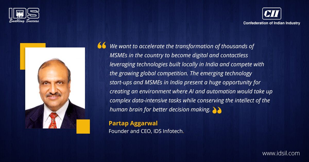 IDSInfotechLTD's tweet photo. #IDSUpdate #CII #CIIandIDS #india #BusinessGrowth #LivelihoodsUnderCovid19 #IndiaFirst
We find great honour to announce that Mr. Partap Aggarwal- Founder and CEO, IDS Infotech has been invited to serve the #CIINationalMSME Council 2020-21 as an esteemed member. https://t.co/5dmx5pEyyk