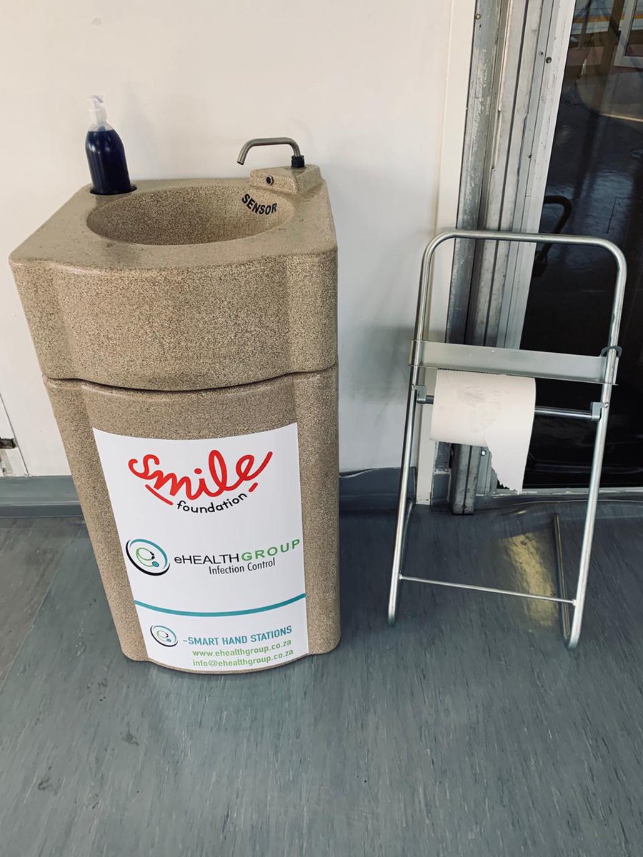 SmileFundSA's tweet photo. Keeping safe from germs and bacteria outside and inside the hospital will be much more convenient thanks to @ElliotSack, @eHealthGroup and  @MoWash_ for the effective and generous contribution of an e-smart Hand Station .
#mo_wash https://t.co/GJ6qObR9Of