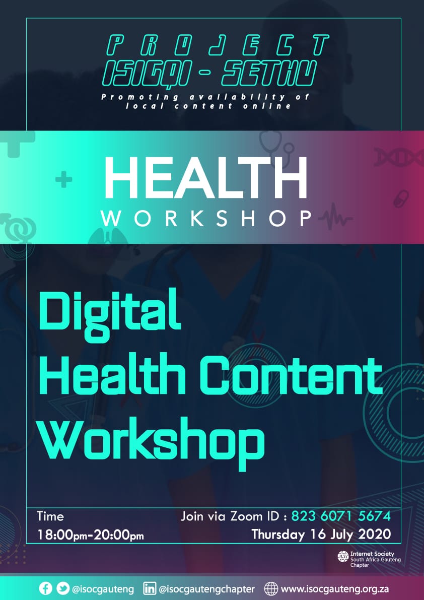 Join us on Zoom today. <a href="/dotZADNA/">.za Regulator</a> <a href="/ZA_CR/">ZA Central Registry</a> <a href="/ISOC_Africa/">Internet Society Africa</a> <a href="/Official_ZAIGF/">South African Internet Governance Forum</a> <a href="/TeracoDC/">@TeracoDC</a> <a href="/NYDARSA/">NYDARSA</a> <a href="/DtpsZA/">TelecommunicationsZA</a>  Digital Access to health content workshop starting at 6pm today