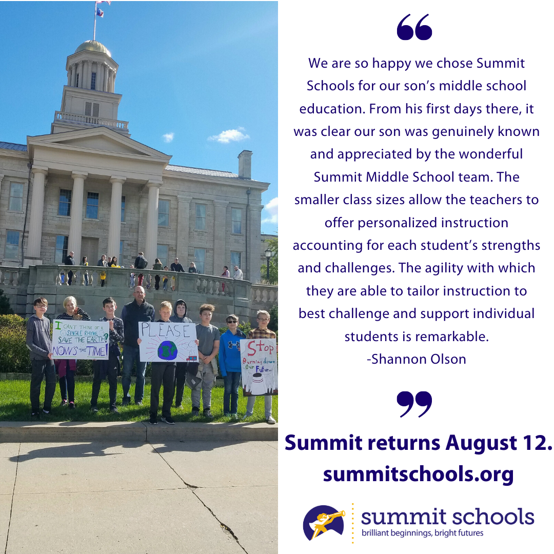 Summit's middle school experience is truly unique, just like each student. Summit hosts a safe, nurturing learning environment. Personal tours of Summit resume this week. Call or email to schedule one today! #summitschoolscr #middleschool #smallclasssizes #personalizededucation