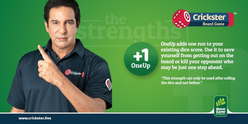 crickstergame's tweet photo. OneUp - OneUp strength adds one run to your existing dice score. For example, you roll the dice and it lands on 4. Use one up to make yourself move one run ahead to 5. Use it to save yourself from getting out on the board or kill your opponent who may be just one step ahead. https://t.co/UawRNO5UjB