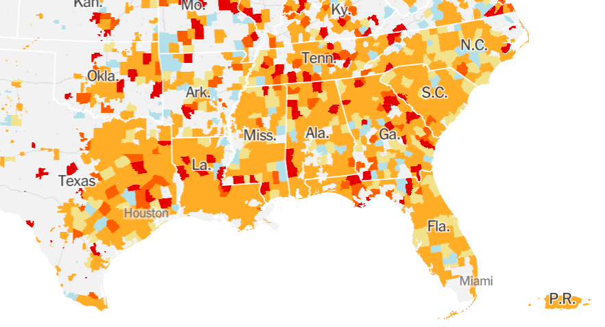 (1) United States  #COVID19 Morning Report:The  @nytimes Hot Spot Map:  "Am I Blue?"