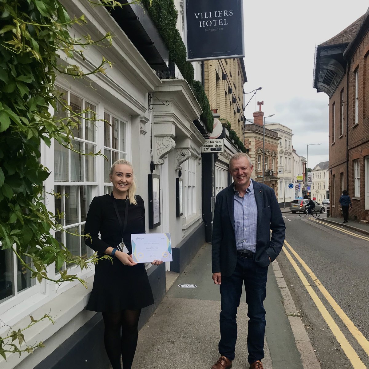VilliersHotel's tweet photo. Villiers had Andrew from Greengage Solutions visit us today!
We are so pleased to be part of an ECO-friendly agency.
We officially have a certificate for being and ECOsmart Venue!
#meetingsafely #diningsafely #eatsafely #staysafely #ecofriendly #ecosmart #sustainablevenue https://t.co/ZnWiJq699V