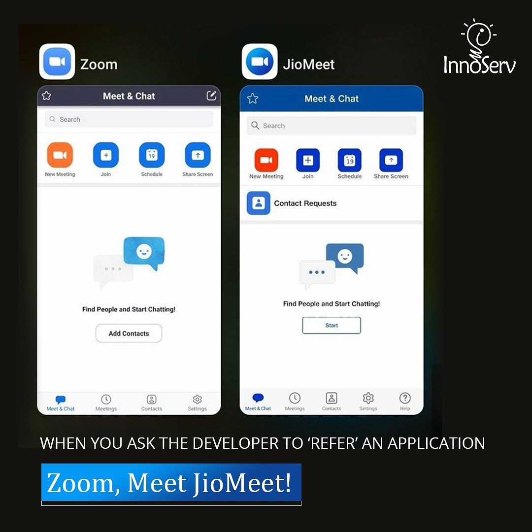 InnoServSol's tweet photo. JioMeet is basically a completely free 1:1 copy of Zoom. Good artists copy, great artists steal? What’s your take?
#SocialMedia #JioMeet #ZoomVsJioMeet #ChineseAppsBan #Marketing #DigitalMarketing #InnoServDigital #DigitalAgency #InnoServGroup https://t.co/rGDXIj5QGG