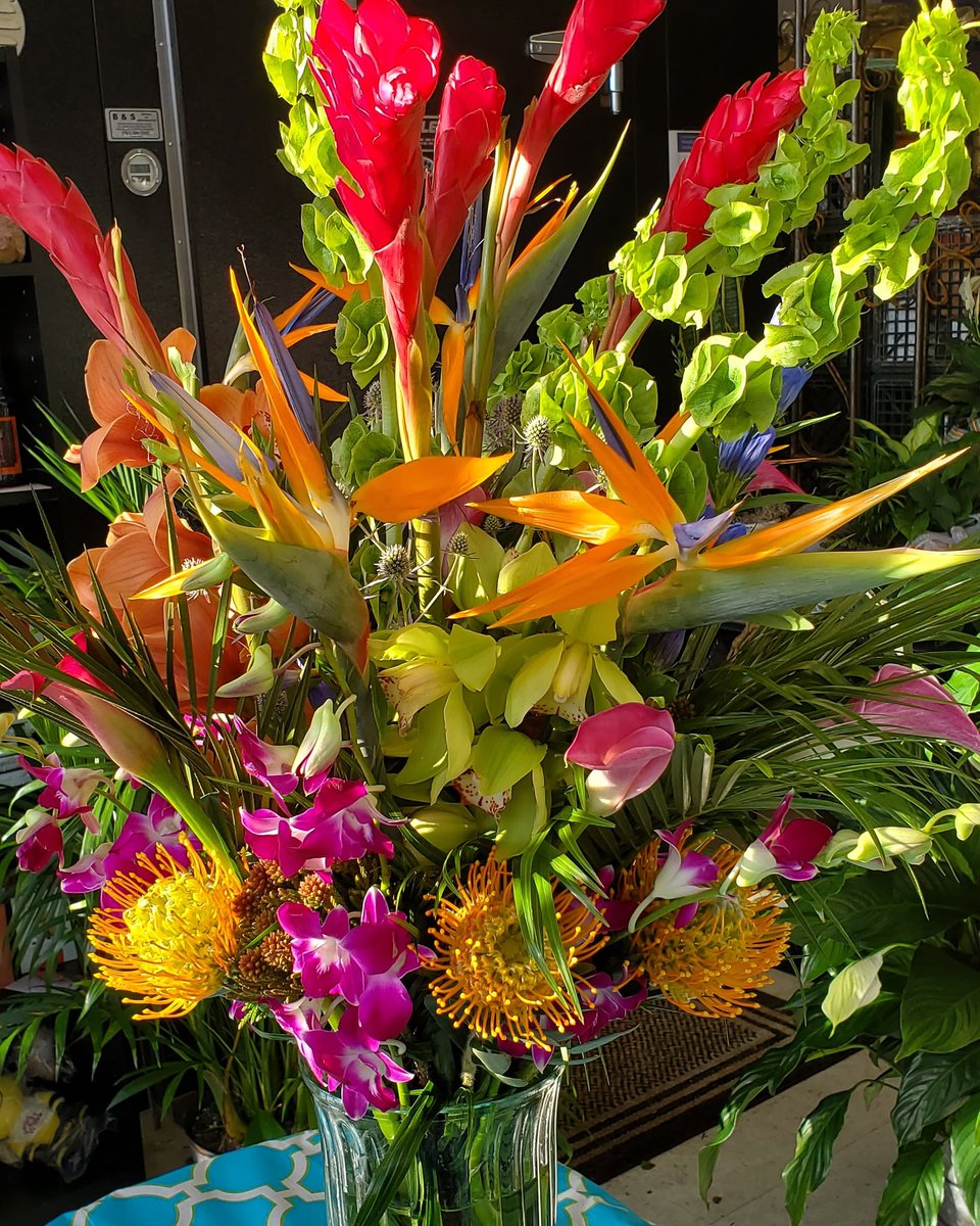 cricketsflowers's tweet photo. This #tropical beauty is about to leave the #designBench . Perfect for this hot weather.
#florist #lexingtonMa #shopSmallShopLocal together we make a difference https://t.co/o9KzmKMZFY