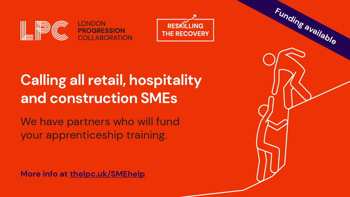 WorkwhileUK's tweet photo. Calling all London retail, hospitality, and construction SMEs – We have partners who will fund your apprenticeship training. More info at https://t.co/or7sR8nOVD
#apprenticeships #levytransfer #thelpc #smallbusiness #COVID19 https://t.co/BsQc9jToDa