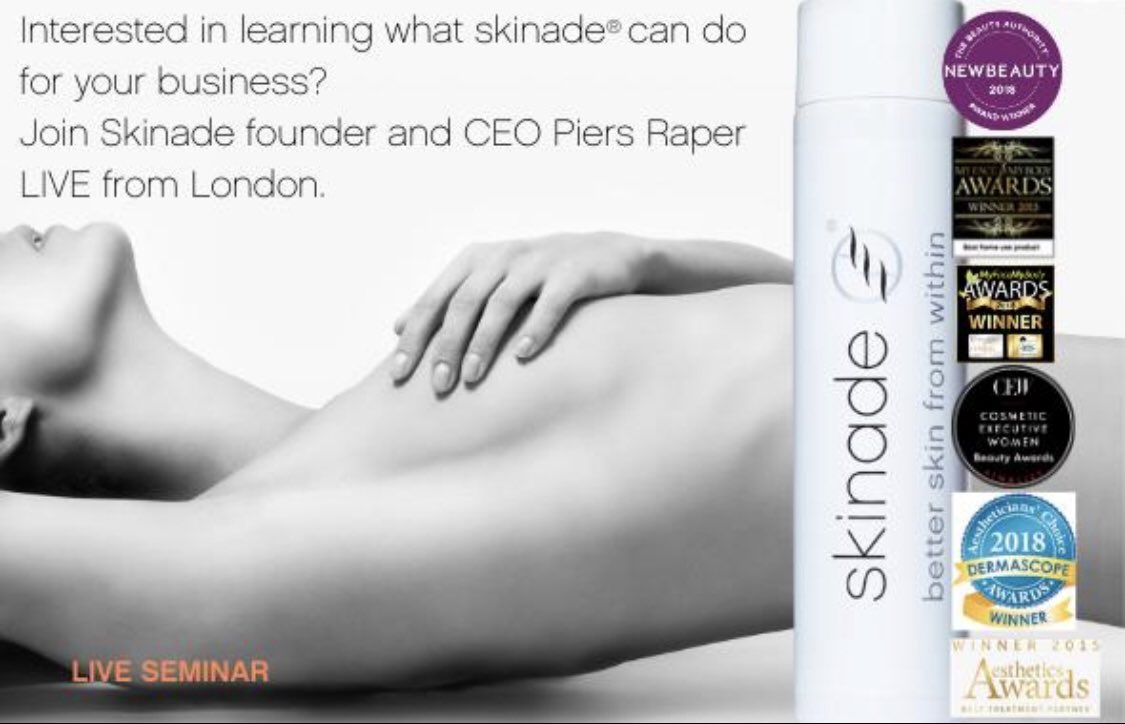 PiersSkinade's tweet image. Interested in carrying @Skinade in your clinic? Join me LIVE from London to discuss science, clinical data &amp;amp; what #skinade can do for your clients skin and business.

🇬🇧 🇮🇪 3pm (GMT) 28th of July skinade.com/pages/uk-skina…

🇺🇸 6pm (EST) Thursday 30th of July
us.skinade.com/pages/us-skina…