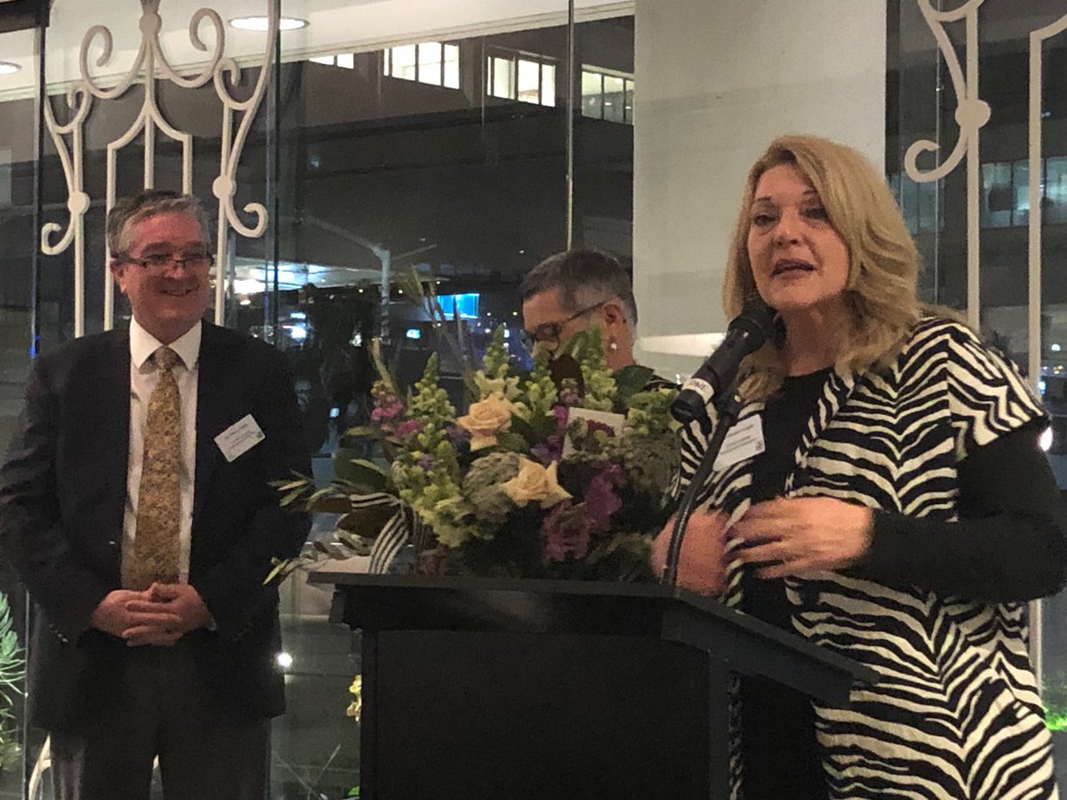 CQUniversityVC's tweet photo. Tonight at #f2fd we also celebrate Sandra Hobbs and her 11 years of service with the @CHDCorp. Wishing Sandra all the very best in her retirement. Sandra is a great friend and advocate of @CQUniversity, and serves as our #CentralHighlands Regional Engagement Committee Chair. https://t.co/0e6EKZZznC