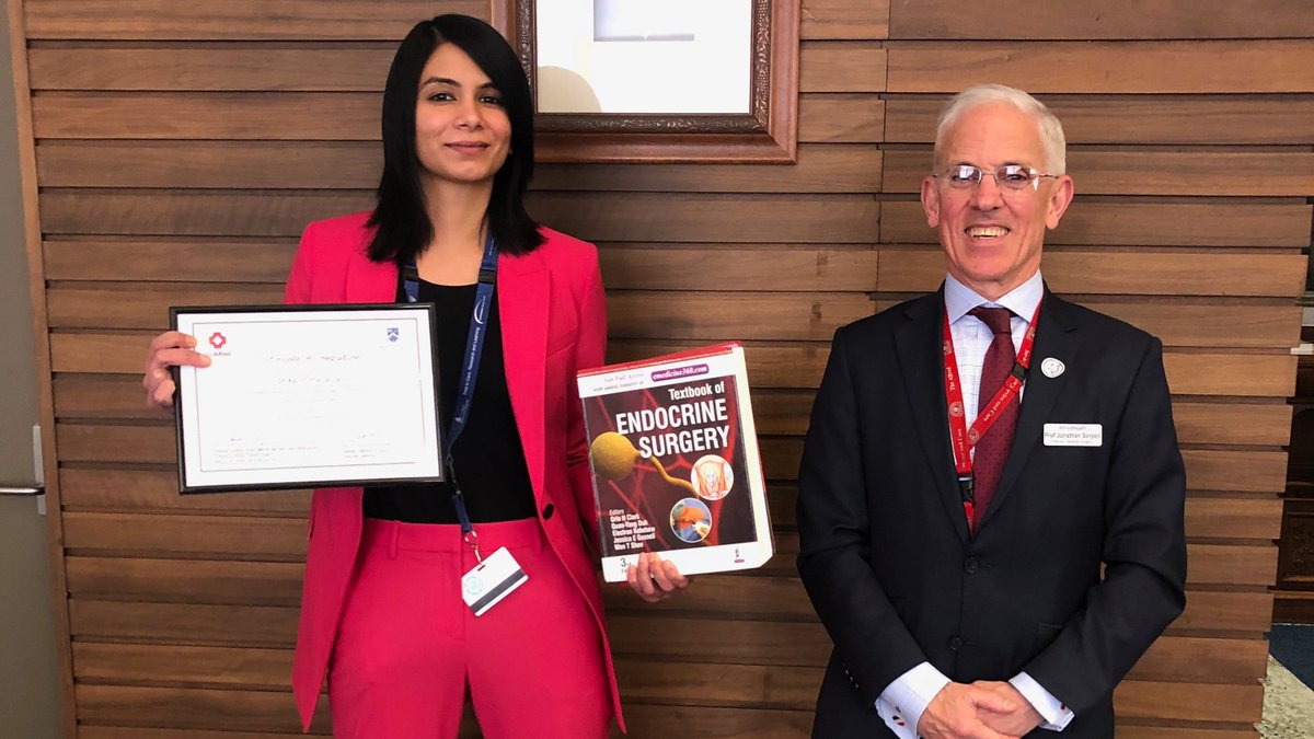 Congratulations - Karishma Jassal - completing an outstanding year as Fellow in Breast and Endocrine Surgery at The Alfred Hospital. The graduation - certificate and Textbook of Endocrine Surgery to remember us by.
All the best for the future!