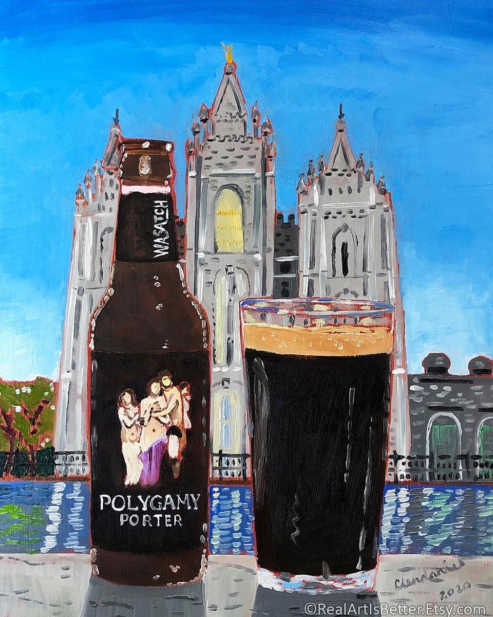 wasatchbeers's tweet photo. πΆIβM GOING THERE SOMEDAYπΆ Thank you, @realartisbetter (IG) for painting our Polygamy Porter next to our polygamy peersπ #WasatchPub https://t.co/bLY9Qn0s1U