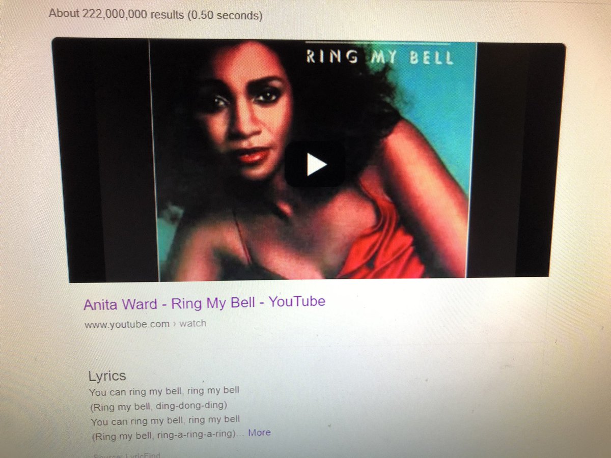 Briankxly4's tweet photo. I have not heard this song in more than 35 year. I hear it for a minute in a grocery store and now it’s stuck in my head. Thanks #anitaward #ringmybell #earworm #dingdongding https://t.co/Ata4GIvJg7