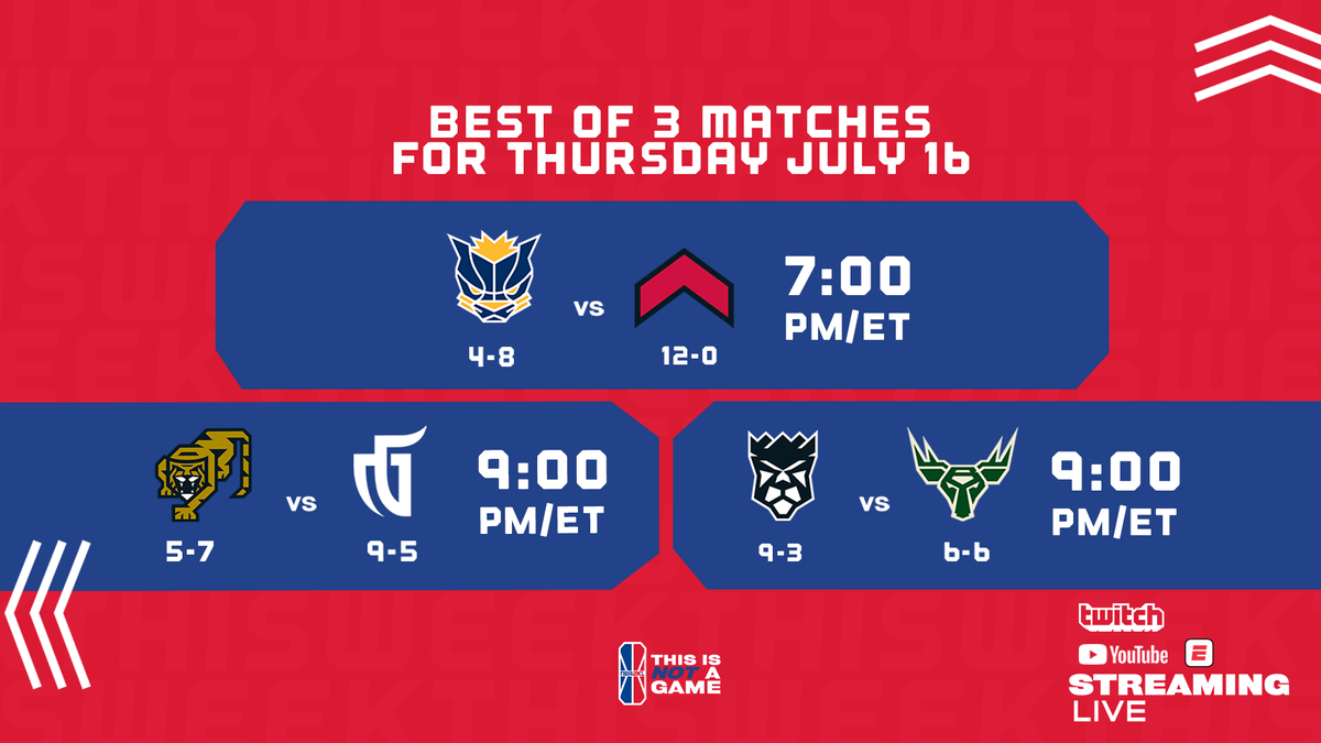 Three 🔥🔥 match-ups tonight! Join us at 7 pm/et! #ThisIsNotAGame