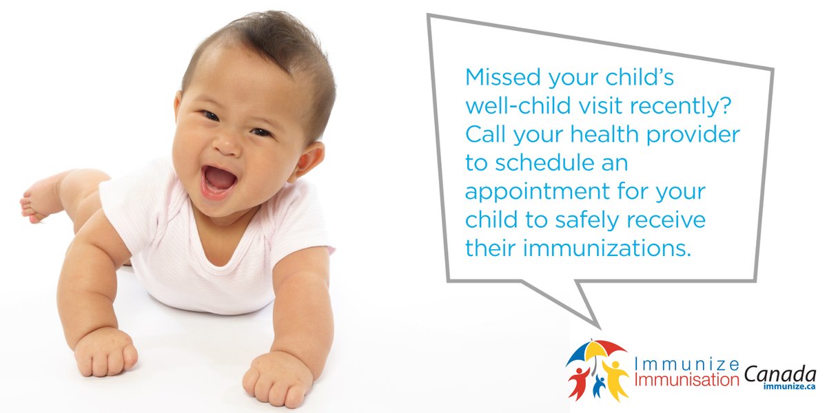 ImmunizedotCa's tweet photo. Missed your child’s well-child visit recently? Call your health provider to schedule an appointment for your child to safely receive their immunizations.
https://t.co/mRAewN50pm #VaccinesWork #ImmunizationSuccess https://t.co/OALTqtYHEp