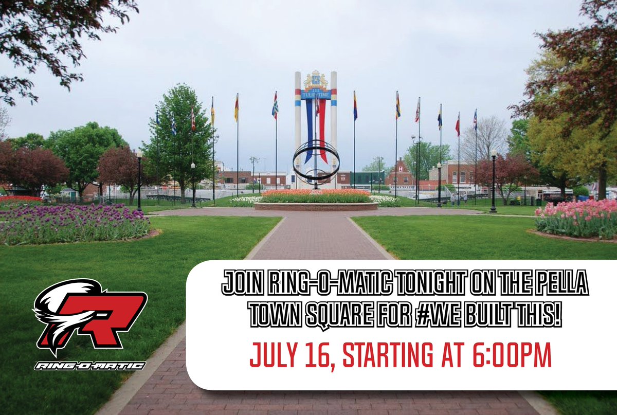 Join us on the Pella town square tonight for Thursday night in Pella; #WeBuiltThis. Machine workarounds and treats and prizes for the whole family!