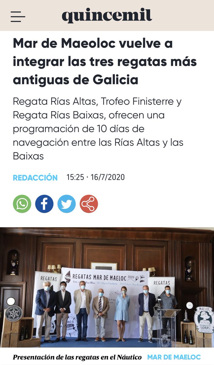 maelocway's tweet photo. ¡Hoy hemos presentado la competición del verano: @regatasmaeloc! Tres regatas históricas en Galicia que nos ofrecerán el mejor espectáculo de vela del verano: Rías Altas, Baixas y y el trofeo Finisterre. 1/2 https://t.co/asiJo00oVy