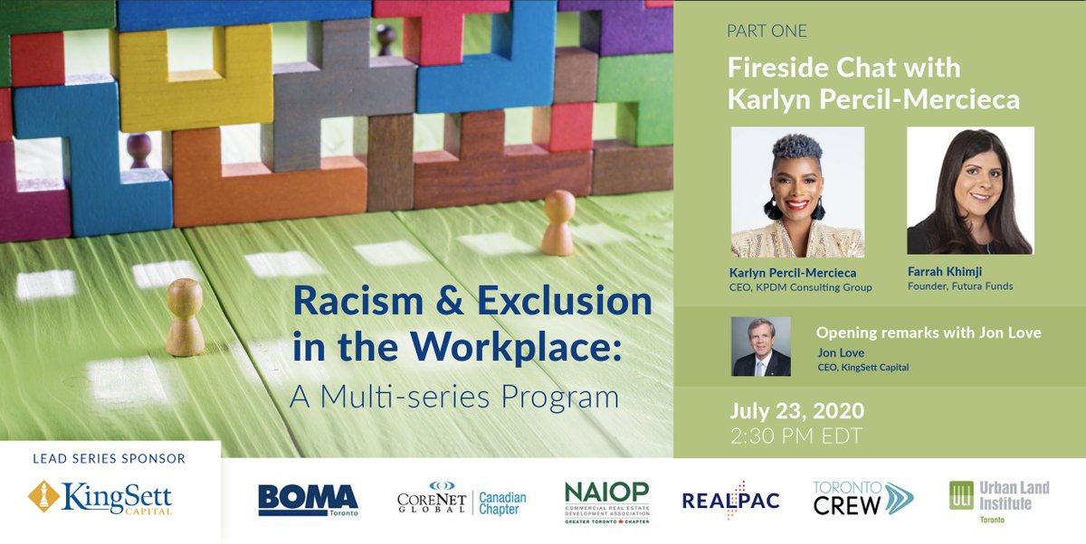 BOMA_Toronto's tweet photo. This multi-series program on Racism & Exclusion in the Workplace aims to help members of the #commercialrealestate industry understand, address and dismantle systemic racism in the workplace. Part 1 w/Karlyn Percil-Mercieca is July 23 2:30pm
https://t.co/PlsiEN0cTv @REALPAC_News https://t.co/pbVxFHWSZ1