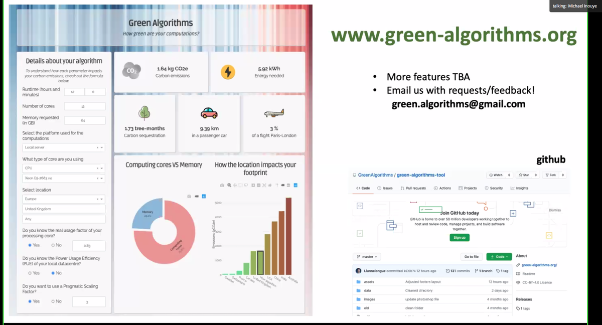 ina_deutschmann's tweet photo. 'Green Algorithms: A simple method for quantifying the carbon emissions of computation with applications to bioinformatics'
Interesting and great presentation by @minouye271 at #ISMB2020
https://t.co/IsnJtBExGh https://t.co/I4hMevk4Rn