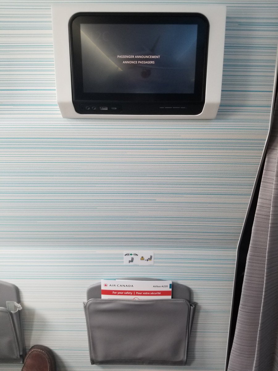 UniglobeTil's tweet photo. My first flight since late February on the brand new Airbus A220 @AirCanada  The aircraft is beautiful and very quiet.  Food by chef Antonio Park. #timetotravel https://t.co/FVnBvRz9Yr