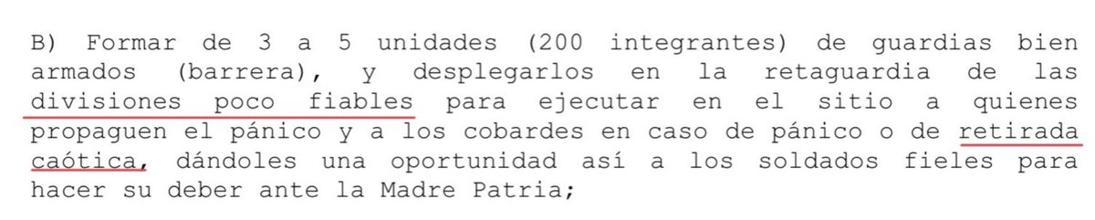 En la orden se especifica que estas unidades barrera serán puestas detrás de unidades YA CONDENADAS por cobardía. Y que SÓLO serán ejecutadas en caso de retirada caótica y no autorizada.