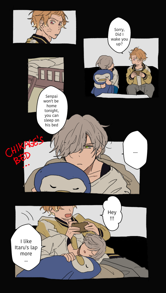 [#a3rarepairs2020 - day 2 : sleepover]
⭐️hisoka/itaru (hisoita) 