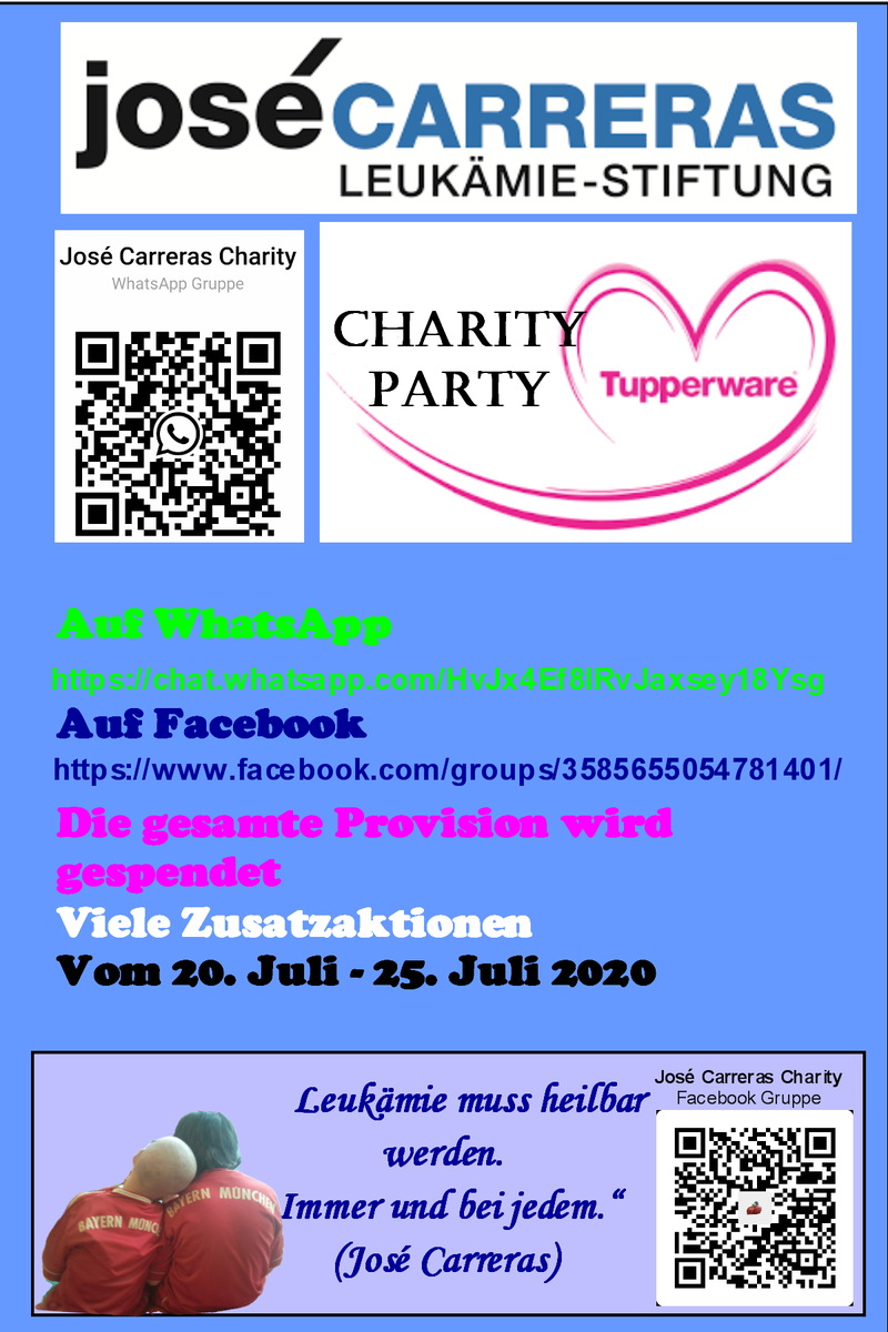 vMariaVianney's tweet photo. #Charity #JoséCarreras #Tupperware #Tupperparty #Leukämie
Bitte teilen und bekannt machen
@DKMS_de @carreras @We_vs_leukemia @leukade @philipplahm https://t.co/F72C9JwyMp