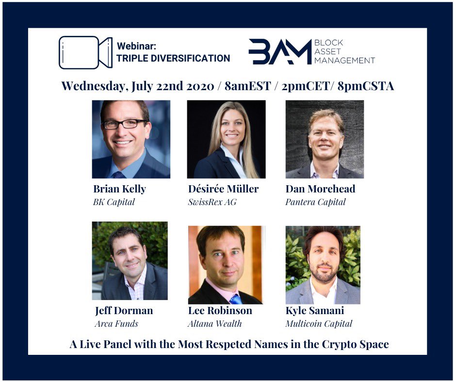 blockassetmgmt's tweet photo. Want to invest in #crypto but... which is the best strategy?

Don't miss our "Triple Diversification" webinar on the 22 July.

Moderated by @blockassetmgmt  and @LehmanBush 

You can register here: https://t.co/8GdO5aHwAv… #bamboom https://t.co/03lJJHnePN