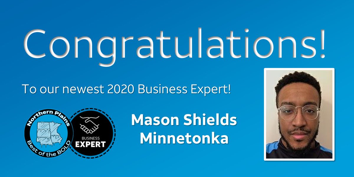 Congratulations to our newest Business Expert, Mason Shields from Minnetonka! Way to go Mason!! If you’re a business in the Minnetonka / West Metro area, Mason can help you!

#BizExpert #BusinessExpert #BoldBiz #BOLDNorthernPlains #CRush2020 #LifeAtATT