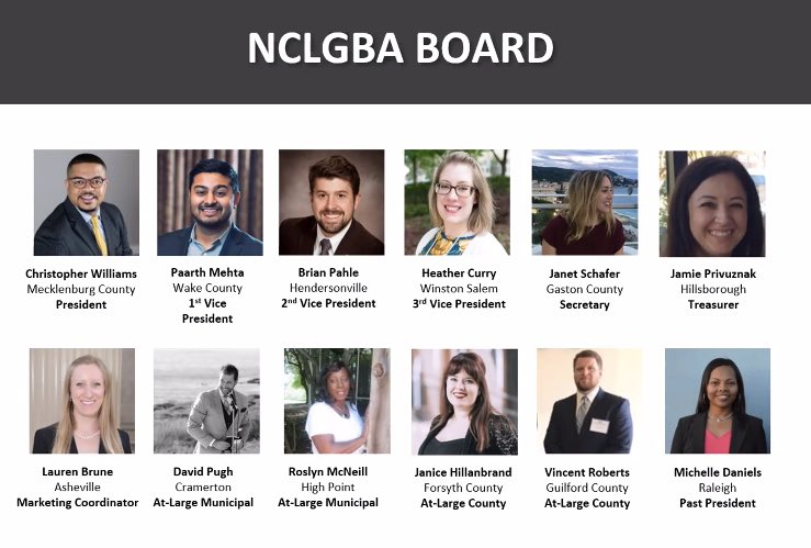 nclgba's tweet photo. Welcome to the FY 2020-2021 NCLGBA Board of Directors #nclgba20 https://t.co/iDUlj1Cq8Z
