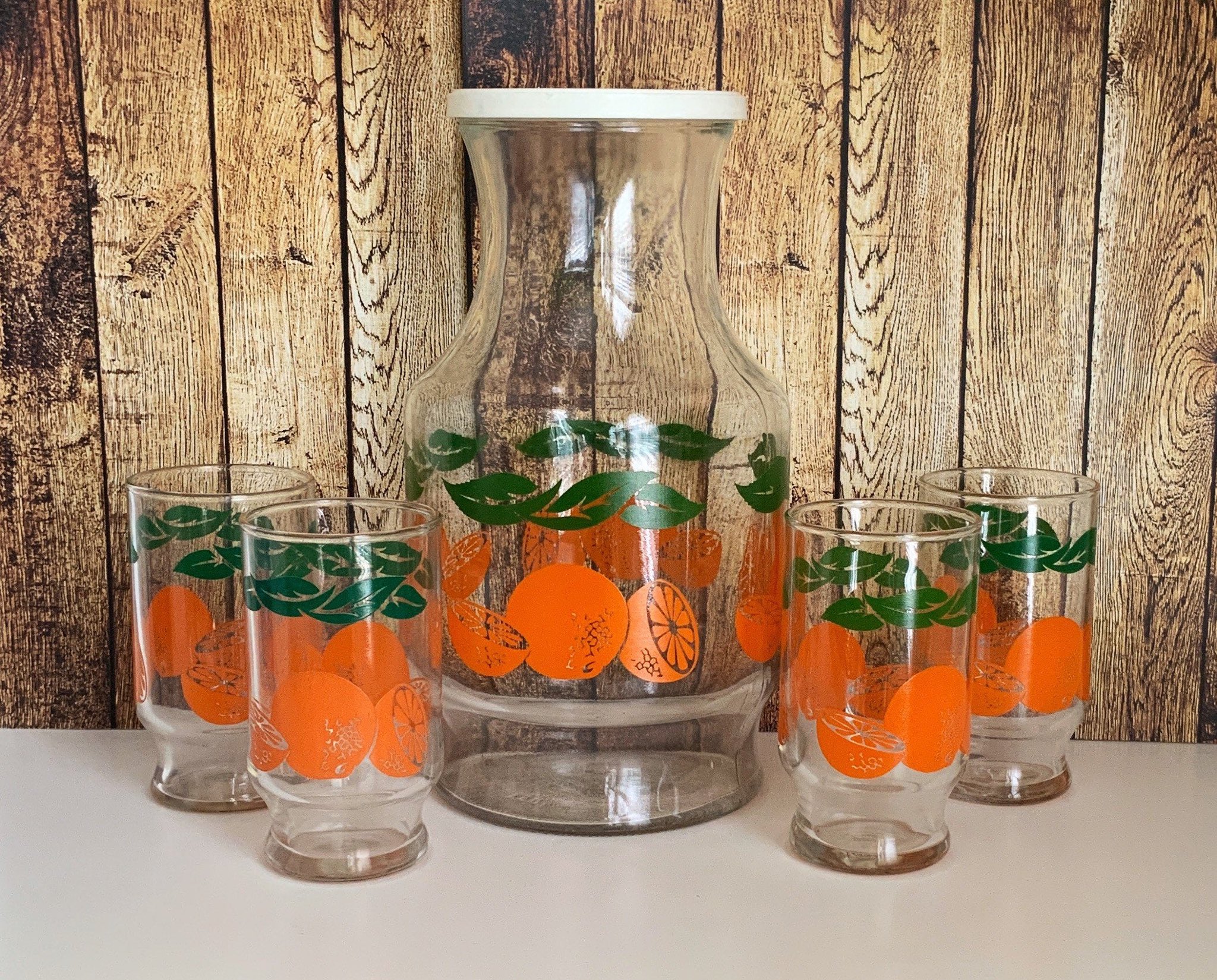 Vintage Orange Juice Pitcher & Glass Set, 1950s – HappyHour Home