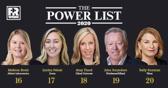 PRWeekUS's tweet photo. #PRWeekPowerList50
16. Melissa Brotz, Abbott https://t.co/HfUnjv51CV
17. Janine Pelosi, @zoom_us https://t.co/TqI14Gtqap
18. Amy Flood, @GileadSciences https://t.co/8pG2lh2ExC
19. John Saunders, @Fleishman https://t.co/faI6v2UIEZ
20. Sally Susman, @pfizer https://t.co/rGjgz6P0Yy https://t.co/yfnkqIPacD
