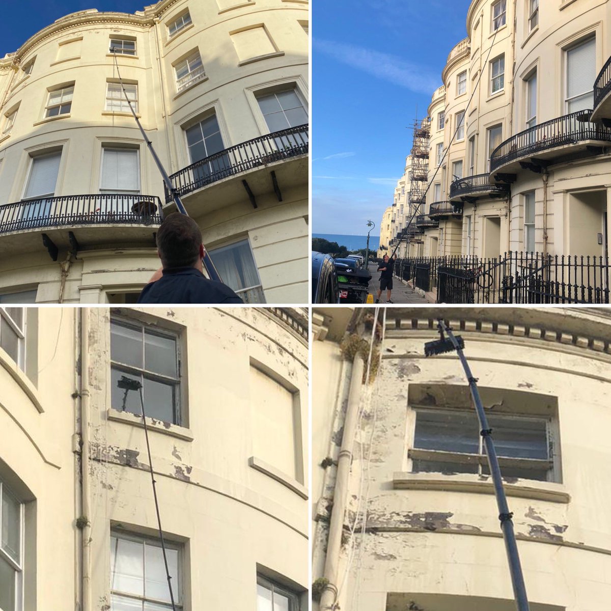 Albionwindowcle's tweet photo. Greg cleaning high and hard to reach windows in central Hove yesterday 😍

Albion Window Cleaning can reach safely up to 55ft to clean your windows 😀

#threebestrated #windowcleaner #windowcleaning #windowwashers #highwindows #hardtoreach #brightonbusiness #hovebusiness #reviews https://t.co/6P4dHjiwDu