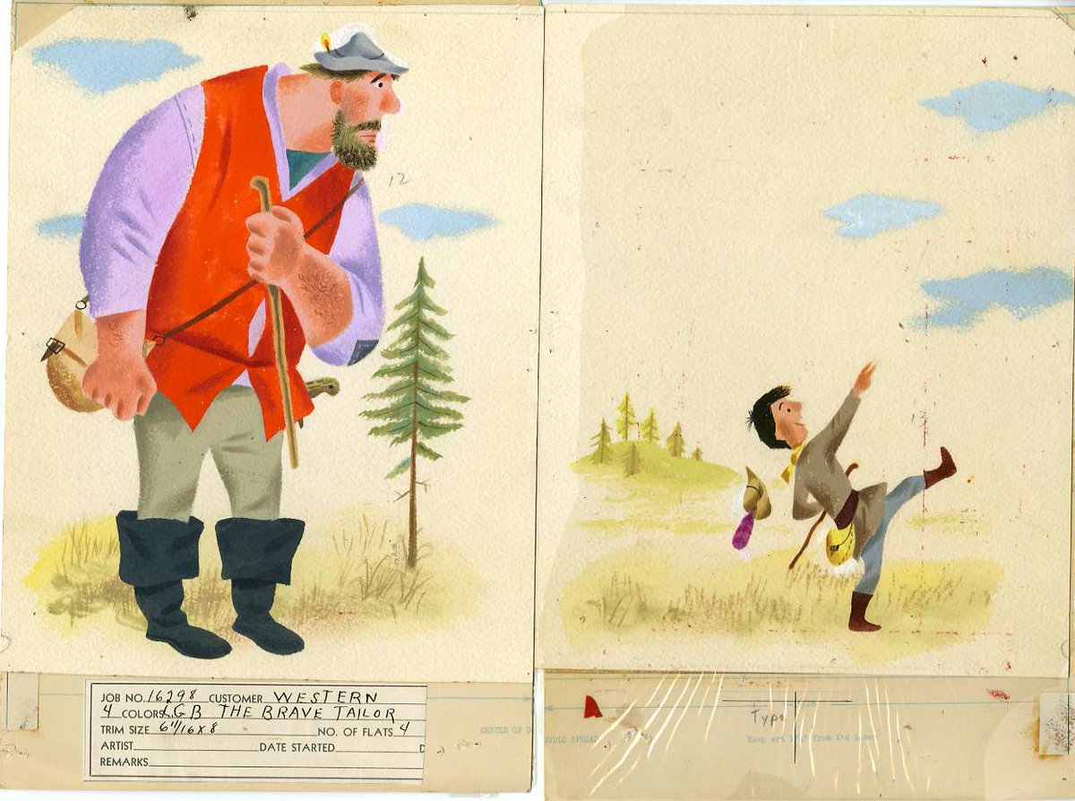 There's more! Original art from The Brave Little Tailor, 1953. By J.P. Miller. Pages 12-13 and 14-15 (same one at start of thread).  #wardsmorguefile