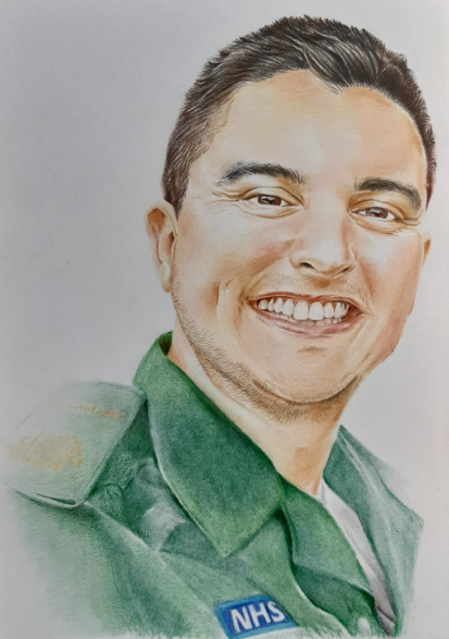 MissPatelMedia's tweet photo. Stunning portrait of paramedic @jjg88 by our amazing @AlpertonCS art teacher Ms. O'Neill. 
@SCAS999 @OBUParamedic 

Looking forward to our skills share session in the new school year - colouring pencils vs Photoshop. #CreativityContinues https://t.co/JC7iA23fEN