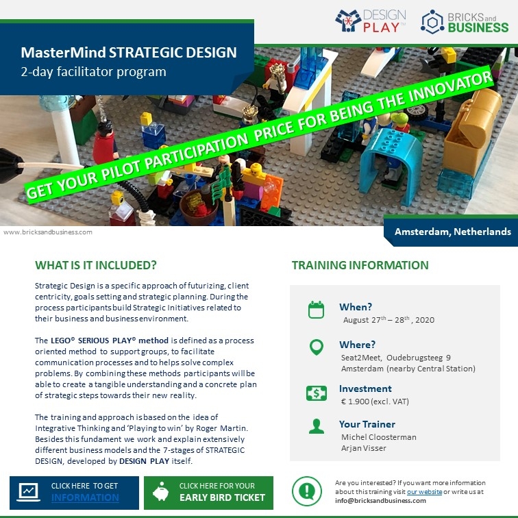MichelCloosterm's tweet photo. Make a #Strategy tangible through #LEGOSERIOUSPLAY. Build upon the insights from "Creating Great Choices" and Integrative Thinking. Make that Great Choice and sign up: info@bricksandbusiness.com. @ArjanVisser #Bricksandbusiness #LEGOSERIOUSPLPAY #Amsterdam #DesignPlay https://t.co/imMFYLcg80