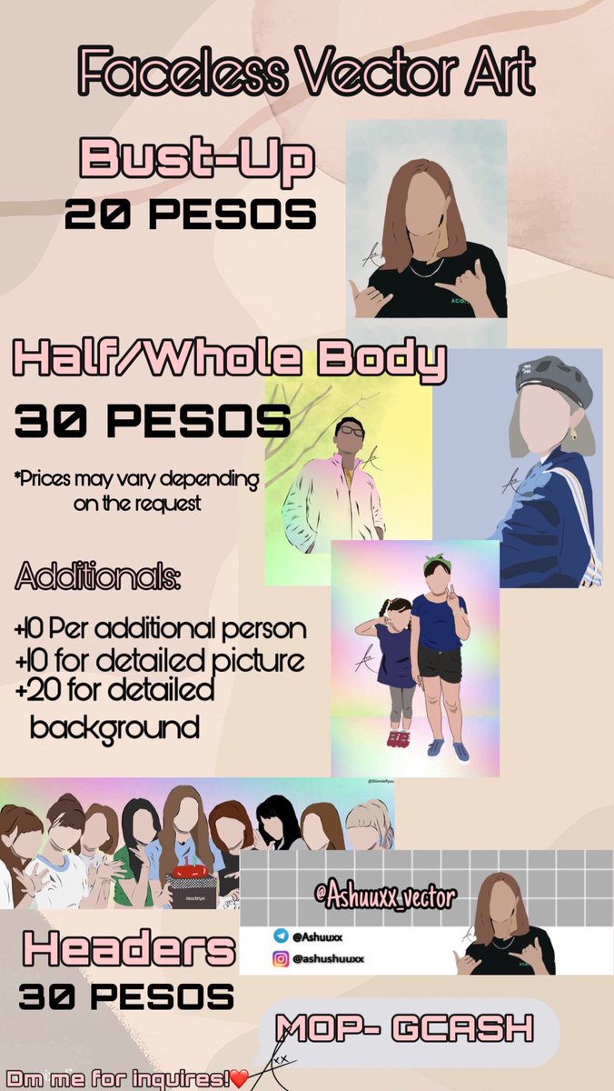 ashuuxx_vector's tweet image. [PLS RETWEET] thank you😭❤️

ART COMMISSION STARTS @ 20

For atleast 20Php you can get your own vector art made by yours truly✨

(have other art styles,check pics 👇)

Dm me if ure interested, or contact me in TG: @/ashuuxx