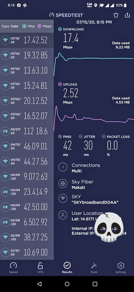 keiofernandez's tweet photo. @SKYserves Can ypu please take a look at our internet We subscribed to plan 1899 50mbps. But we are only getting 20mbps at the most these past few days.. Acct Number 682517646. https://t.co/oFPKnR1vTP