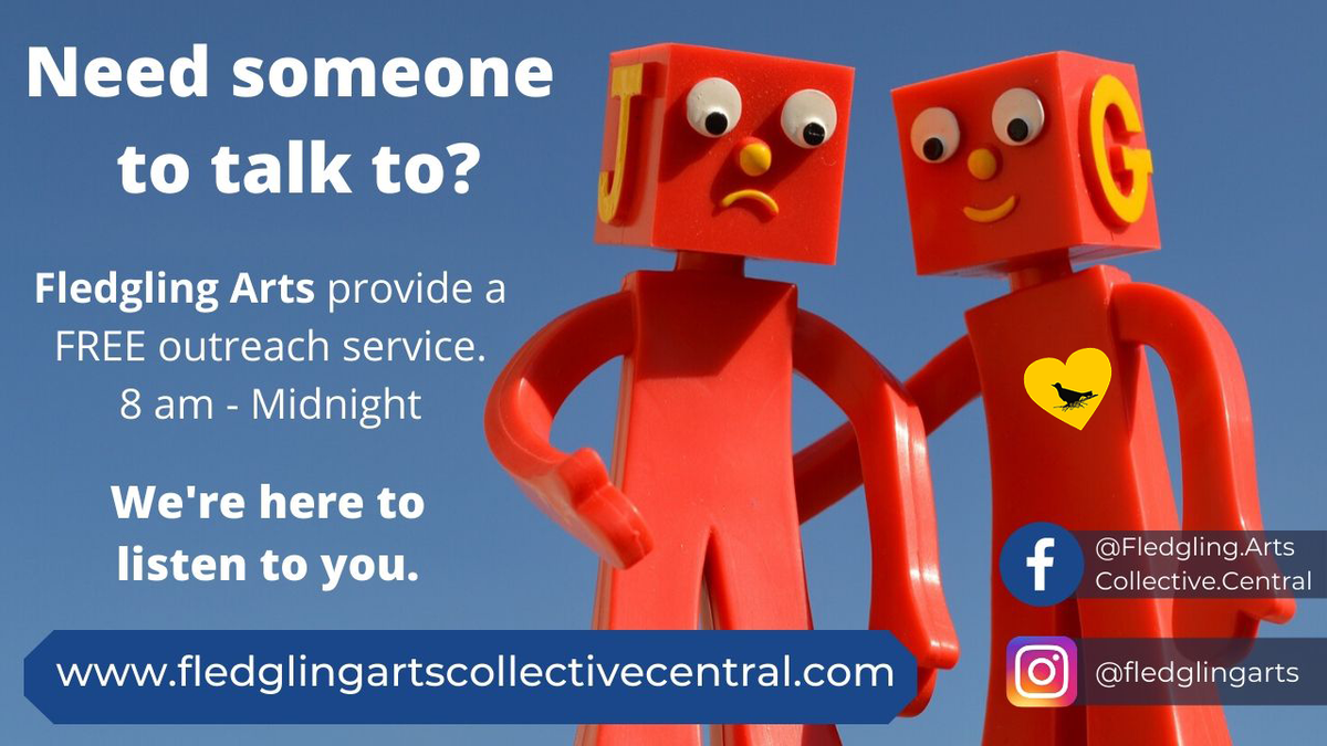 FledglingSocial's tweet photo. Just a reminder about the amazing, free Fledgling Outreach Service if you need someone to talk to:

👉https://t.co/lfje0It2qp

#support #hereforyou #fledglingarts https://t.co/onGsnoX788